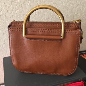 Fossil Ryder Tan Mini Bag with Gold Accents